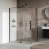 afbeelding 1 Brauer Stellar douchecabine met draaideur helder glas 140x80x200cm omkeerbaar incl. glascoating mat zwart