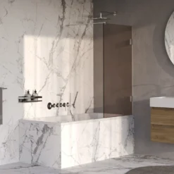 afbeelding 1 Brauer Void badwand brons glas 80x140cm incl. glascoating chroom