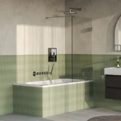 afbeelding 1 Brauer Void badwand helder glas 80x140cm incl. glascoating PVD RVS-kleurig geborsteld