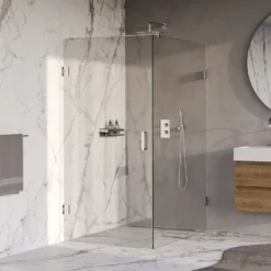 afbeelding 1 Brauer Void douchecabine met draaideur helder glas 100x140x200cm incl. glascoating chroom