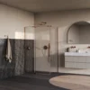 afbeelding 2 Brauer Stellar douchecabine met draaideur helder glas 120x100x200cm omkeerbaar incl. glascoating PVD koper geborsteld
