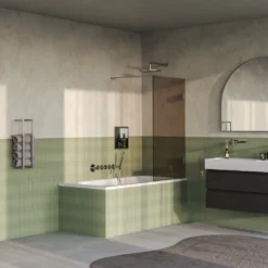afbeelding 2 Brauer Void badwand brons glas 80x140cm incl. glascoating PVD RVS-kleurig geborsteld