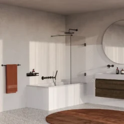 afbeelding 2 Brauer Void badwand helder glas 80x140cm incl. glascoating PVD gunmetal geborsteld