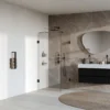 afbeelding 2 Brauer Void Carving douchecabine met draaideur helder glas 80x80x200cm incl. glascoating mat zwart